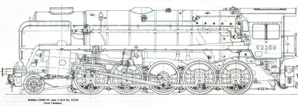 Image showing drawing of 92000 9F british railwas locomotive evening star