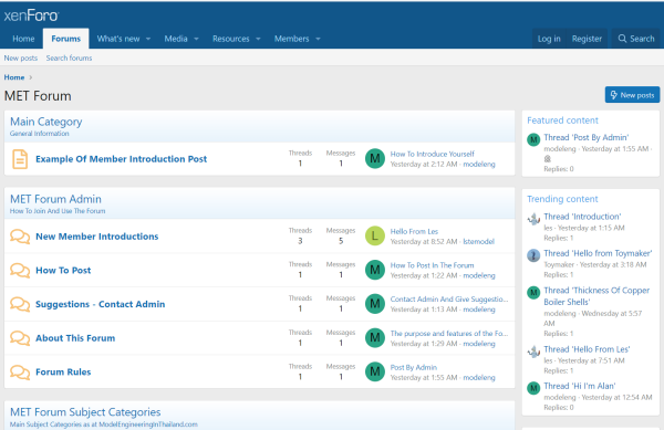 Image Showing the ModelEngineeringInThailand.com Forum Font Page