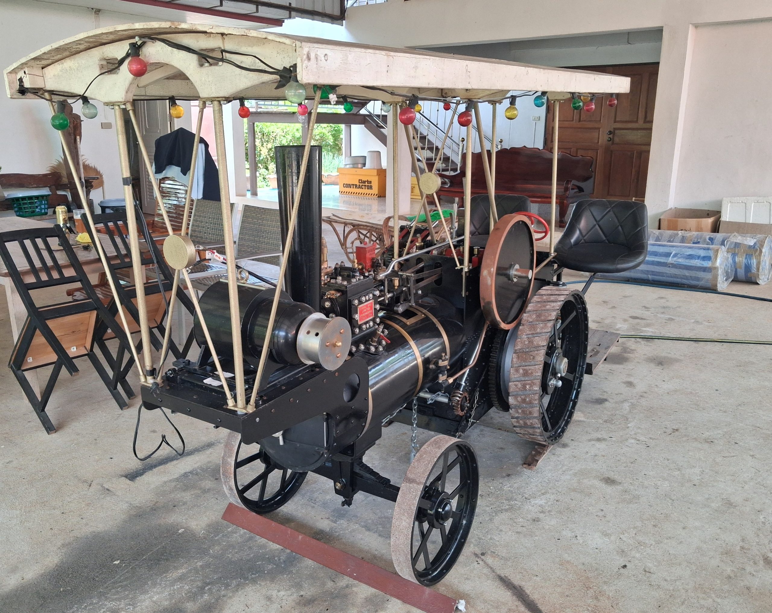 Photo of RHS View of the Little Samson Traction Engine Parked Ready for Application of Sheet Rubber Tyres