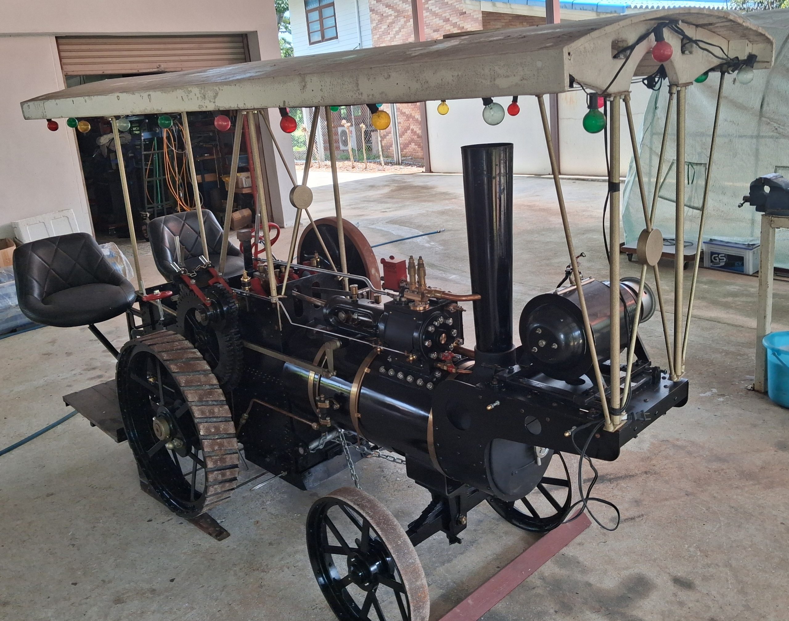 Image of LHS View of the Little Samson Traction Engine Parked Ready for Application of Sheet Rubber Tyres